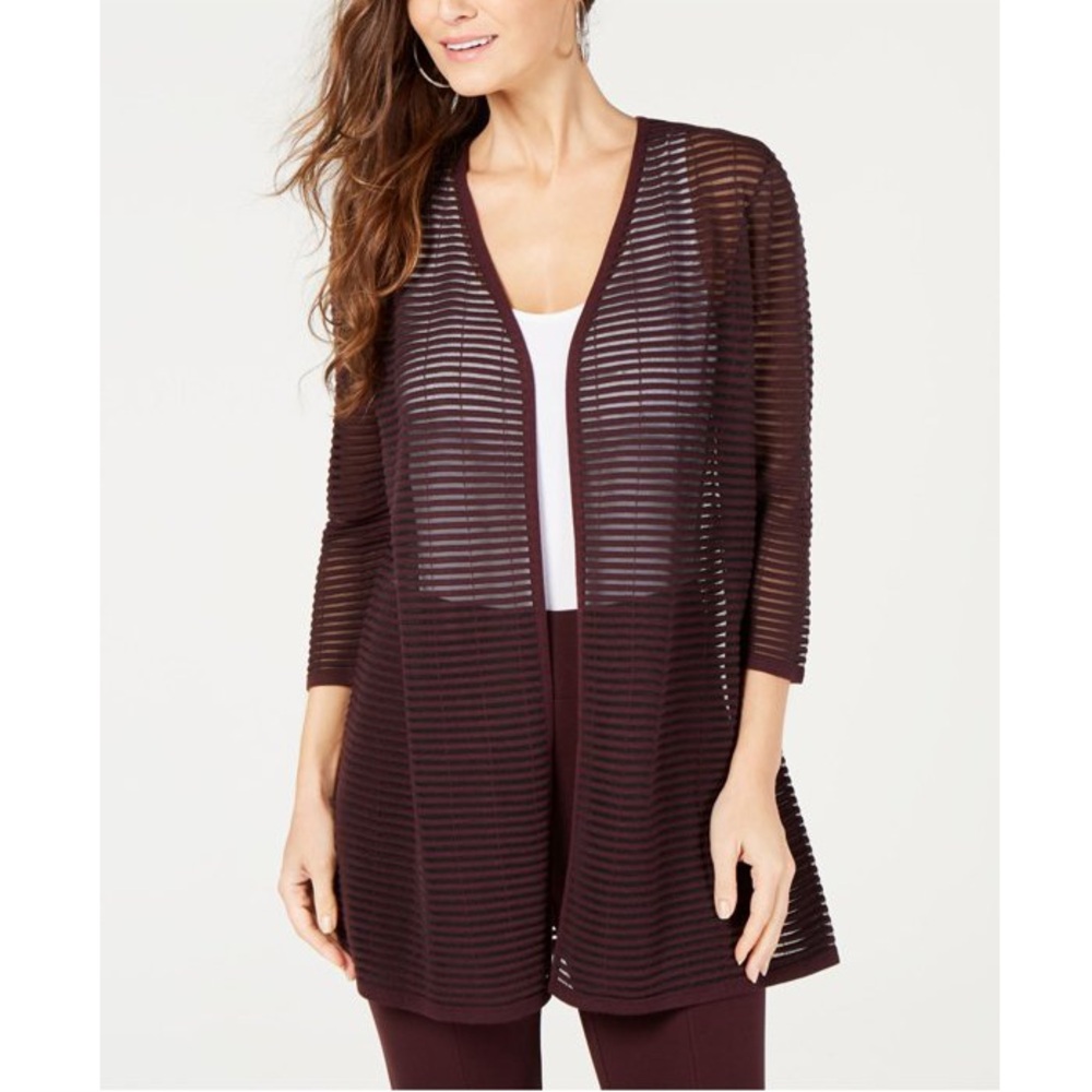 ALFANI Womens 3/4 Sleeve Open Cardigan